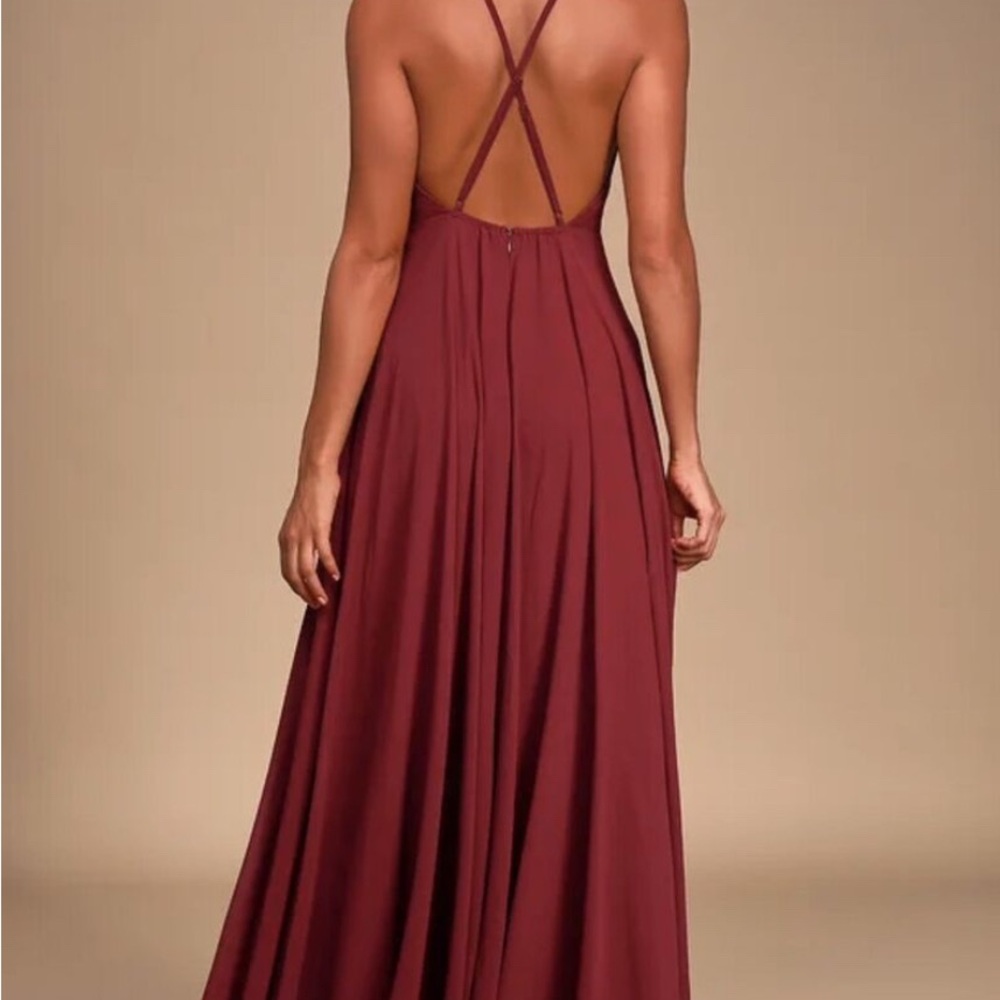 Lulu's Wine Red Backless Maxi for Weddings
